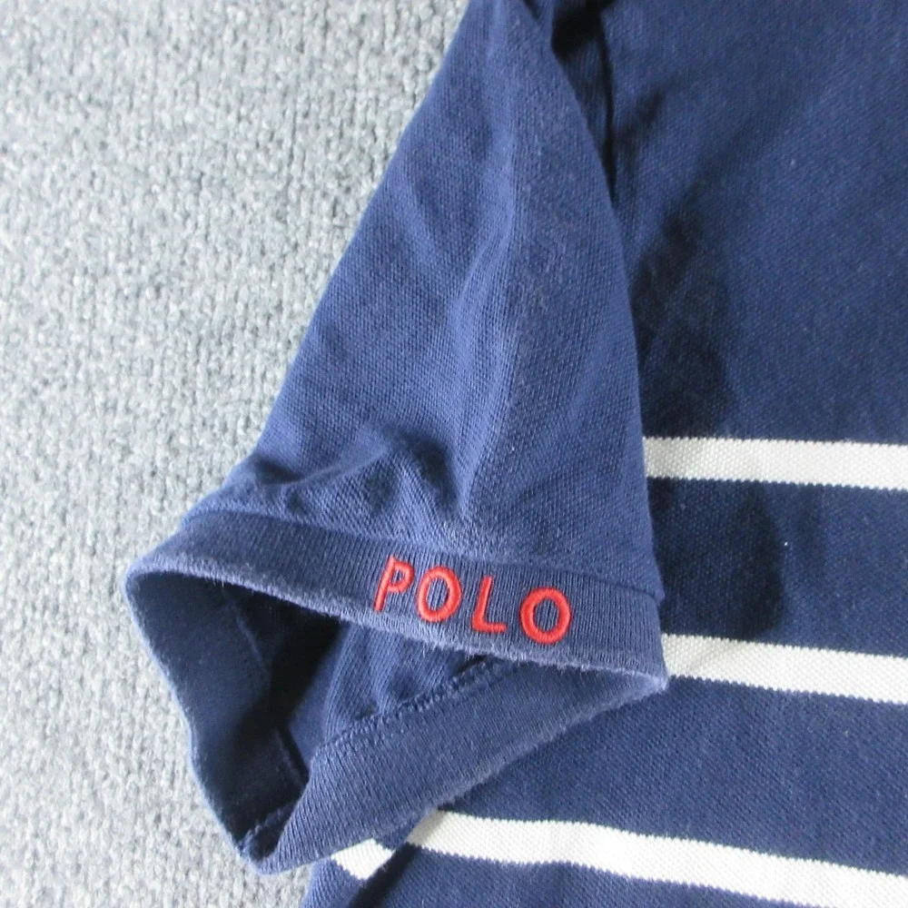 Polo Ralph Lauren Polo Shirt Mens L Blue Striped Short Sleeve Polo Bear Nautical